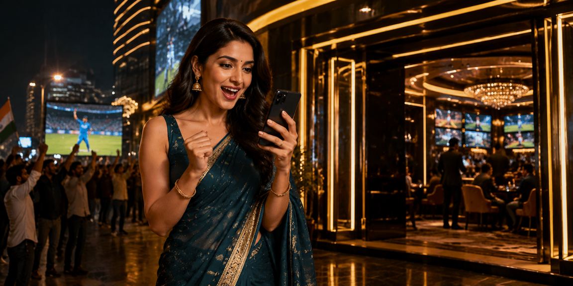 Mobile casino player in saree browsing games in Delhi