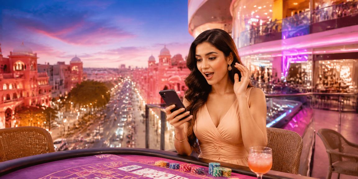 Jaipur neon lit baccarat tables ambient